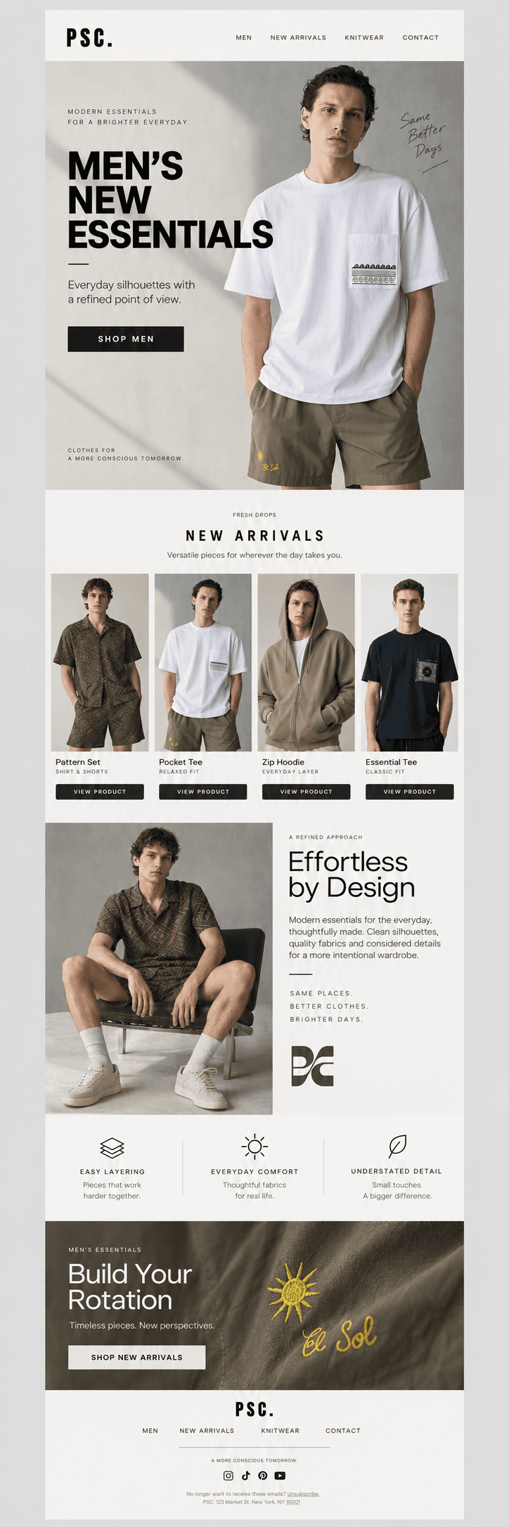PSC “Men's New Essentials” email design