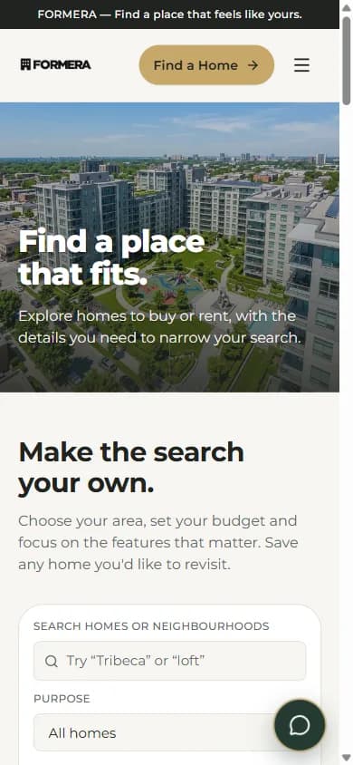 FORMERA property browsing on mobile