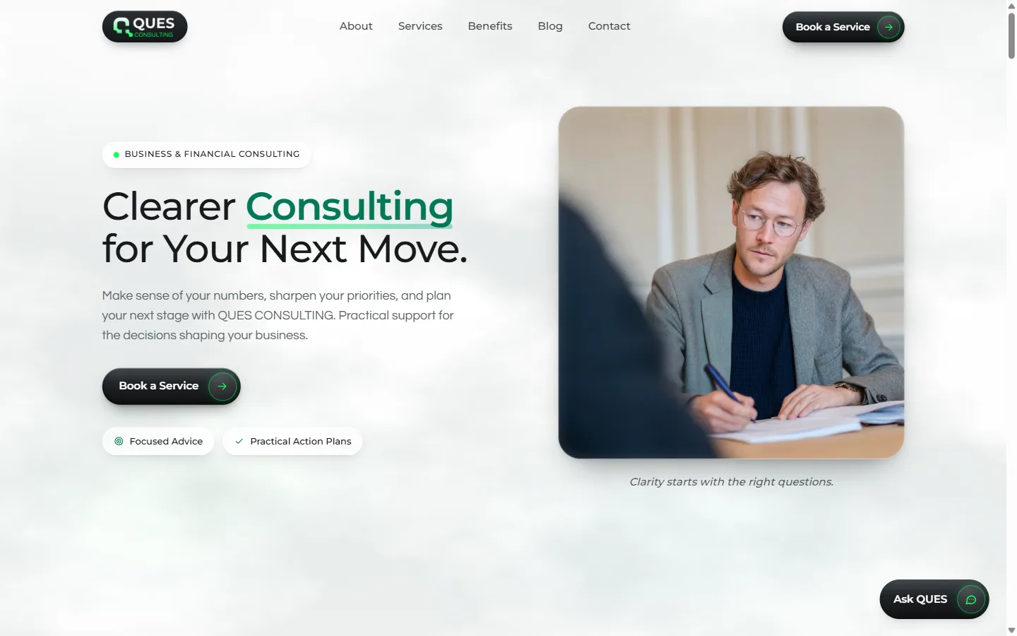 QUES Consulting homepage hero