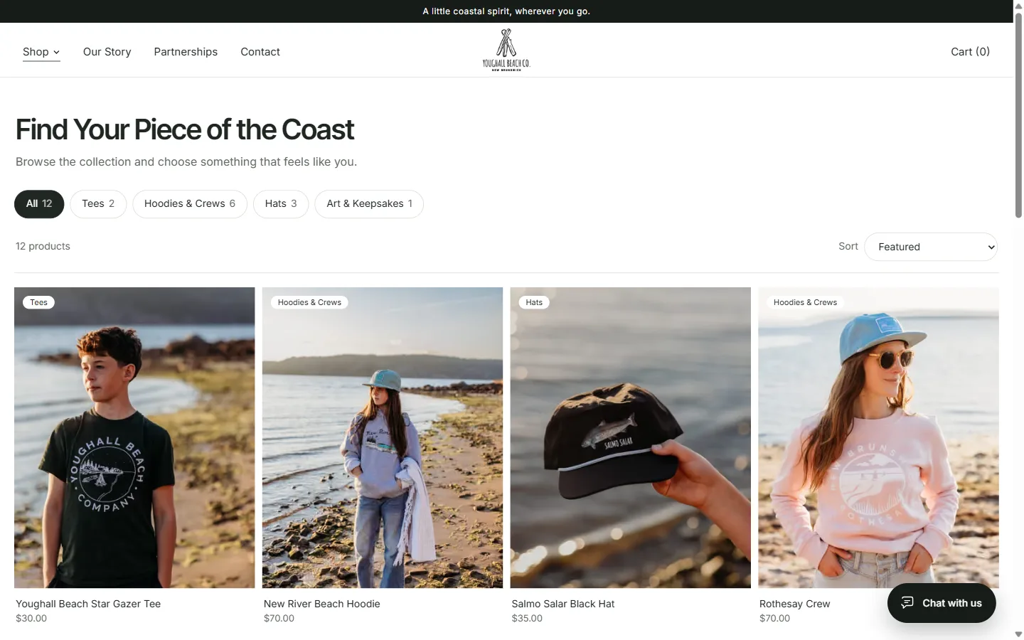 Youghall Beach Co. shop collection page
